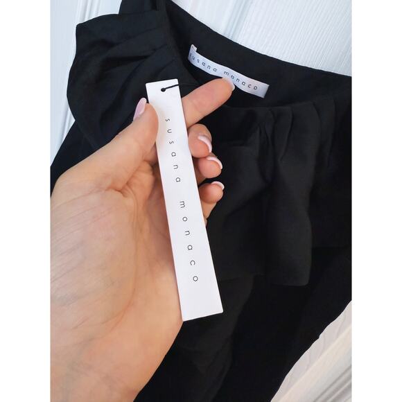 NWT Susana Monaco Mini Dress 4 Black Ruffle Cocktail Party Event Old Money - Picture 5 of 8